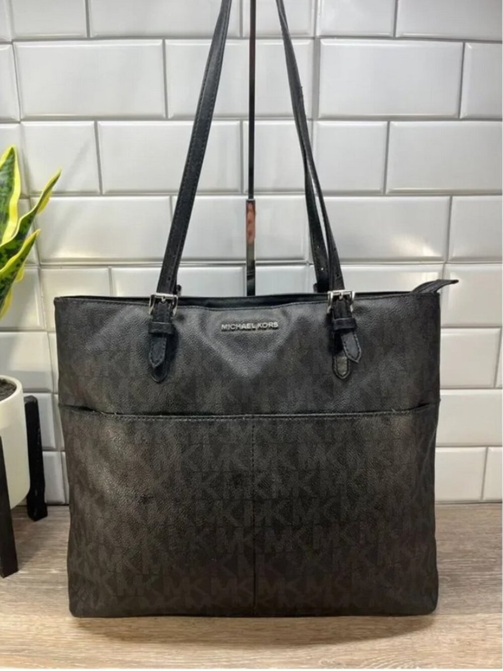 Michael Kors Black MK Logo Tote